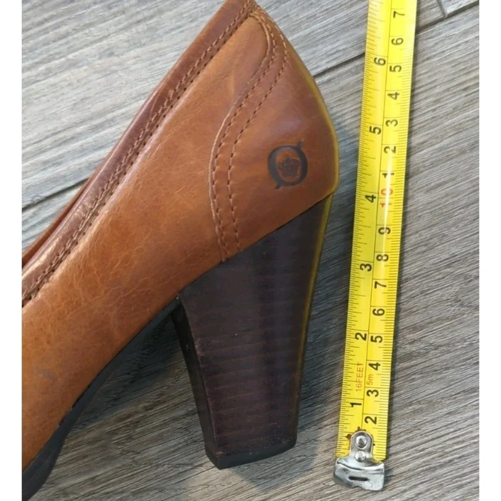 Born Nance 9.5‎ Women's Cognac Brown Penny loafer Tassled Heel Leather Western